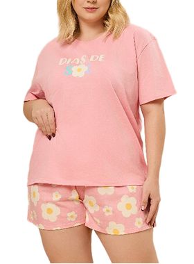 Pijama Curto Daisy Days 89.38.0042 Plus Size Dias De Sol Algodão T. G1/G3