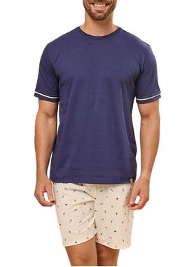Pijama Curto Daisy Days & Borth 54.01.0083 Masculino Tropical Meia Malha T. M/GG