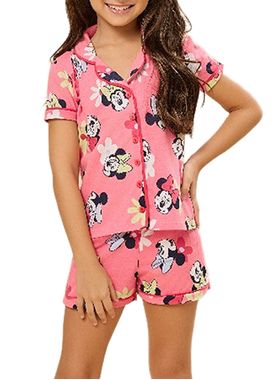 Pijama Curto Disney 49.03.0060 Infantil Americano Minnie Algodão T. 04/08