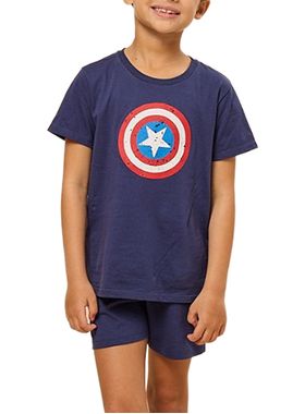 Pijama Curto Marvel 52.05.0089 Infantil Capitão América Meia Malha T. 04/08