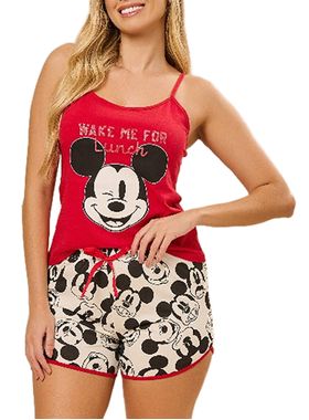 Pijama Curto Disney 51.03.0047 Feminino Mickey Algodão T. M/GG