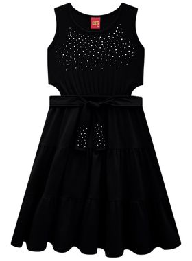 Vestido Curto Kyly 1001303 Infantil Com Strass Algodão T. 04/08