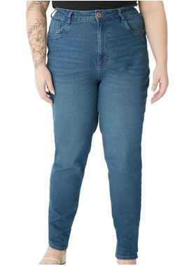 Calça Jeans Mom Malwee 1000131596 Feminina Plus Size Cintura Alta Stretch T. 48/56