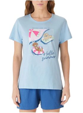 Pijama Curto Malwee 1000133037 Feminino Estampado Malha Algodão T. P/XGG