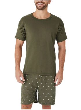 Pijama Manga Curta Malwee 1000133213 Masculino Estampado Algodão T. P/GG