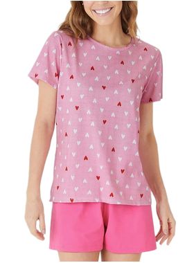 Pijama Curto Malwee 1000133153 Feminino Estampado Malha Algodão T. P/XGG