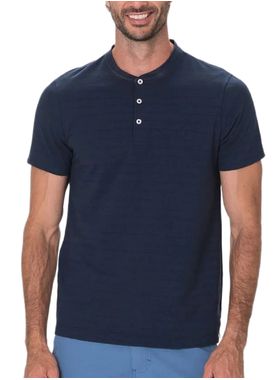 Camiseta Manga Curta Malwee 1000133386 Masculina Peitilho Com Botões Linho T. P/XGG