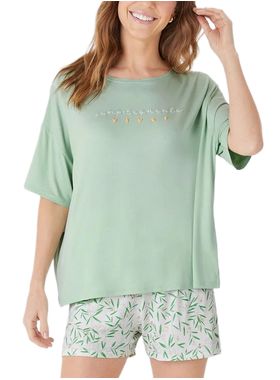 Pijama Curto Malwee 1000133174 Feminino Estampa Puff Viscose Stretch T. P/XGG