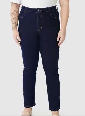 Calça Jeans Skinny Malwee 1000129461 Feminina Plus Size Cintura Média Stretch T. 48/54