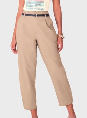 Calça Paper Bag Enfim 1000129197 Feminina Com Cinto Algodão Sarjado T. P/GG