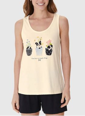 Pijama Curto Malwee 1000132819 Feminino Estampado Malha Algodão T. P/GG