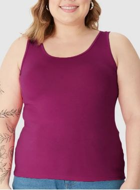 Blusa Regata Malwee 1000131776 Feminina Plus size Viscose Stretch T. G1/G3