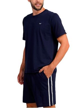 Pijama Curto Podiun 268026 Masculino Com Bolsos Faixa Lateral Algodão T. P/GG