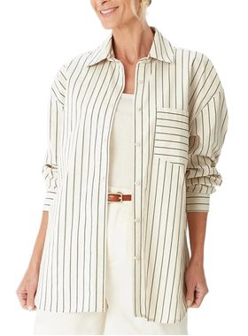 Camisa Manga Longa Malwee 1000121272 Feminina Listrada Algodão T. P/GG