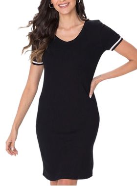 Vestido Curto Malwee 1000126672 Feminino Canelado Viscose T. P/GG