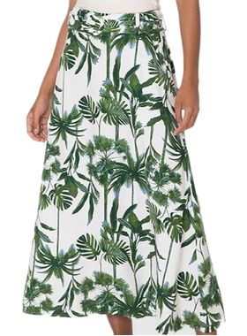 Saia Midi Malwee 1000129158 Feminina Com Cinto Viscolinho T. P/GG