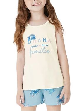 Pijama Curto Regata Malwee 1000132346 Infantil Stitch Malha Algodão T. 04/16