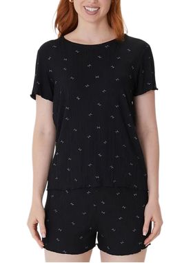Pijama Curto Malwee 1000133189 Feminino Estampado Canelado Viscose T. P/XGG