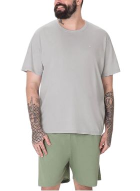 Pijama Curto Malwee 1000133239 Masculino Plus Size Gola Redonda Malha Algodão T. G1/G3