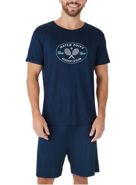 Pijama Curto Malwee 1000133219 Masculino Estampado Viscose Stretch T. P/GG