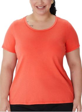 Blusa Manga Curta Malwee 1000087841 Feminina Plus Size Meia Malha T. G1/G4