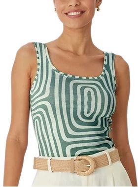 Regata Malwee 1000131771 Feminina Decote Quadrado Ribana Linho T. P/GG