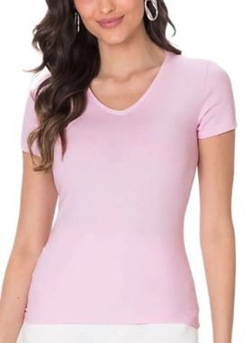 Blusa Manga Curta Malwee 1000004502 Feminina Decote V Algodão T. P/XGG