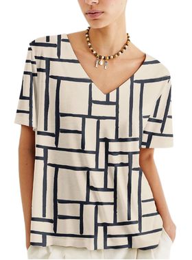 Blusa Manga Curta Hering 4H7Q Feminina Estampada Viscose T. M/XXG