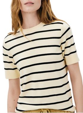 Blusa Manga Curta Hering K5AB Feminina Listrada Tricô Leve T. P/XG