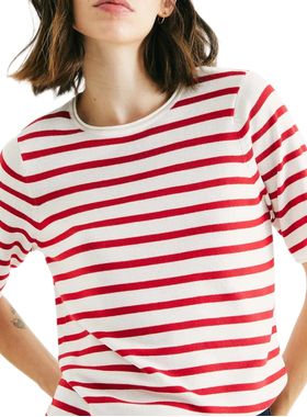 Blusa Manga Curta Hering K6MK Feminina Listrada Tricô Leve T. P/XG