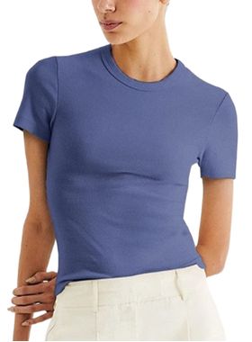 Blusa Manga Curta Hering 4H31 Feminina Slim Ribana Canelada T. P/XG