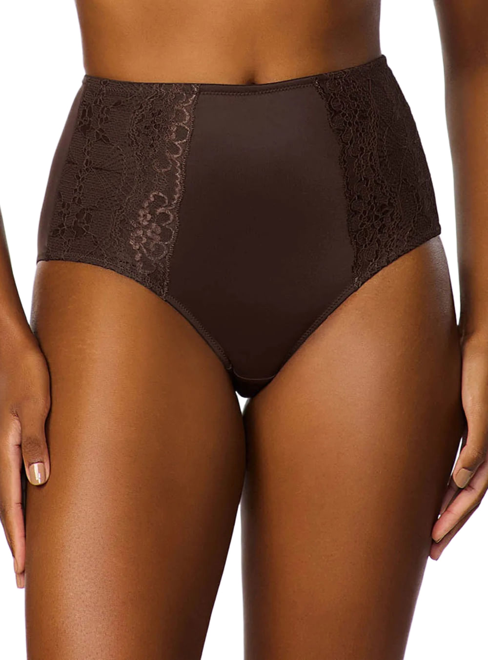 Calcinha Hot Pant Valisere 44359 Feminina Renda e Microfibra T. M/XXG 477-CAFÉ