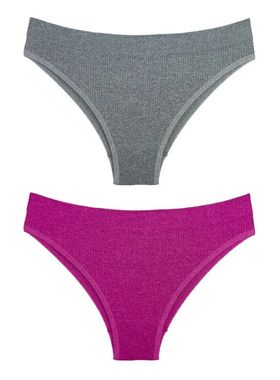 Kit/2 Calcinha Biquíni Delrio 5197 Feminina Sem Costura Canelada Microfibra T. P/GG