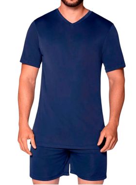 Pijama Curto Lupo 28096-001 Masculino Gola V Poliamida T. P/GG