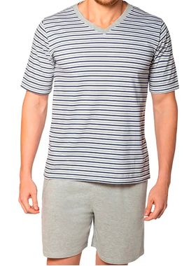 Pijama Curto Lupo 28021-001 Masculino Listrado Algodão T. P/XG