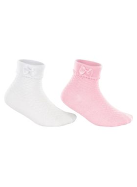 Kit/2 Meia Cano Médio Lupo Baby 02035-088 Laço Cetim Algodão T. 16/23