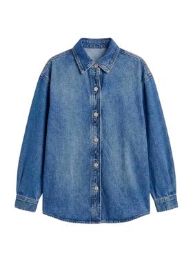 Camisa Jeans Manga Longa Hering HFPL Feminina Clássica Algodão T. P/G